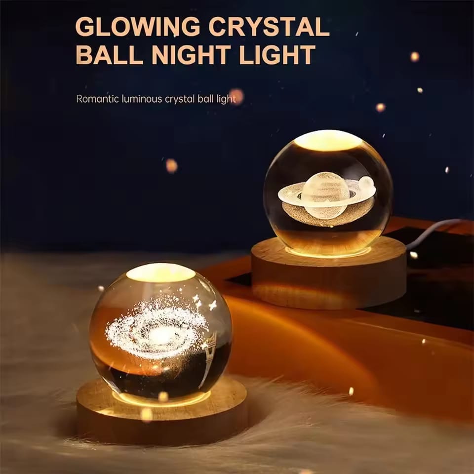 3D Crystal Ball – Galaxy (7 Color Base)